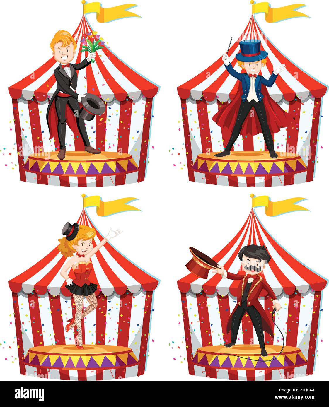 Conjunto de artistas de circo ilustración Imagen Vector de stock - Alamy