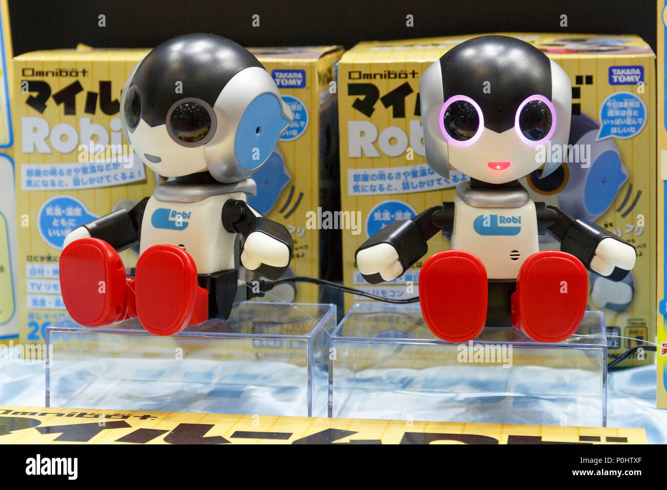 Tokio, Japón, 9 de junio de 2018. Mi habitación Robi robots en la pantalla  durante el International Tokyo Toy Show 2018 en Tokyo Big Sight, el 9 de  junio de 2018, en