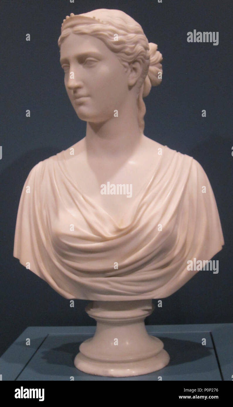 "Ginevra", busto de mármol por Hiram Powers, Museo de Arte de Cincinnati Foto de stock