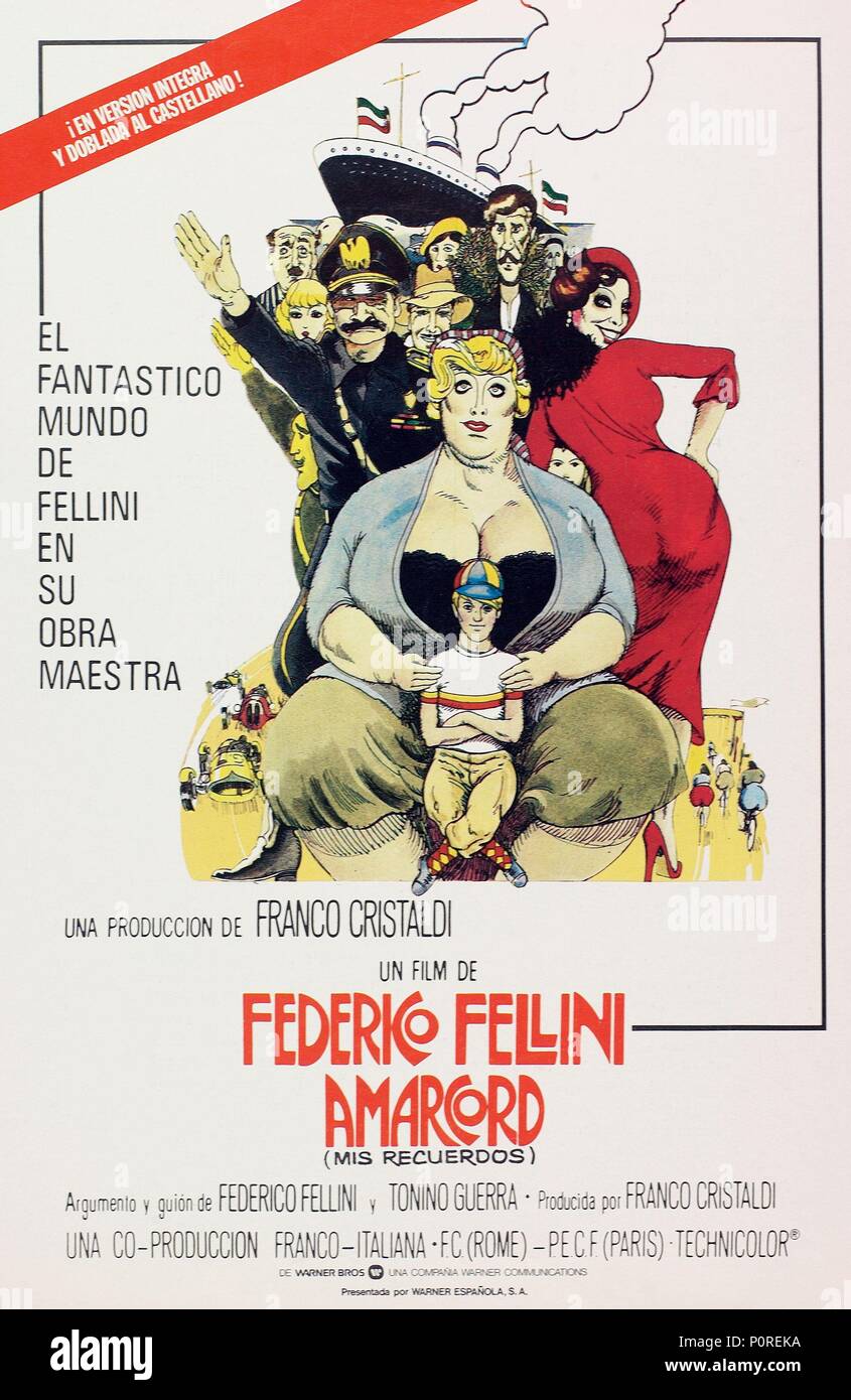 El título de la película original: Amarcord. Título en inglés: Amarcord. El director de cine: Federico Fellini. Año: 1973. Crédito: F.C. Roma/P.E.C.F.PARIS / Álbum Foto de stock