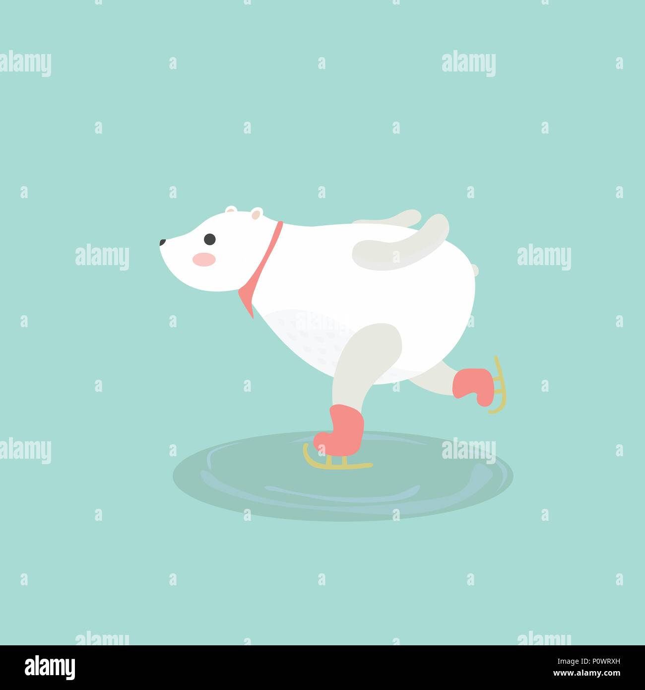 Ilustración de lindo oso polar en patines de hielo Imagen Vector de stock -  Alamy