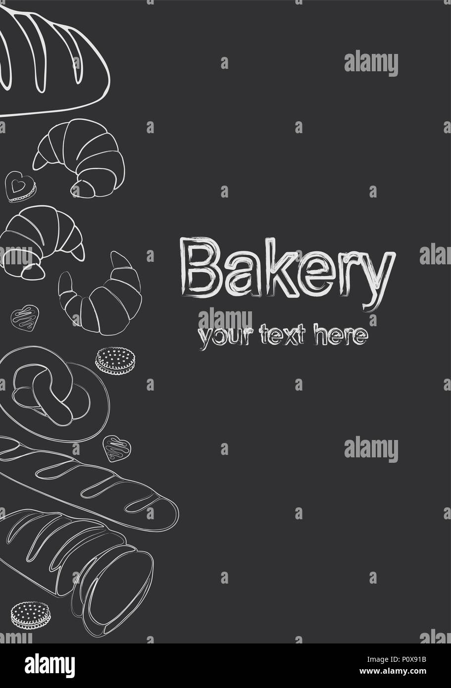 Fondo De Panadería Gráfico Lineal Pan Y Repostería Colección Ilustración Vectorial Imagen