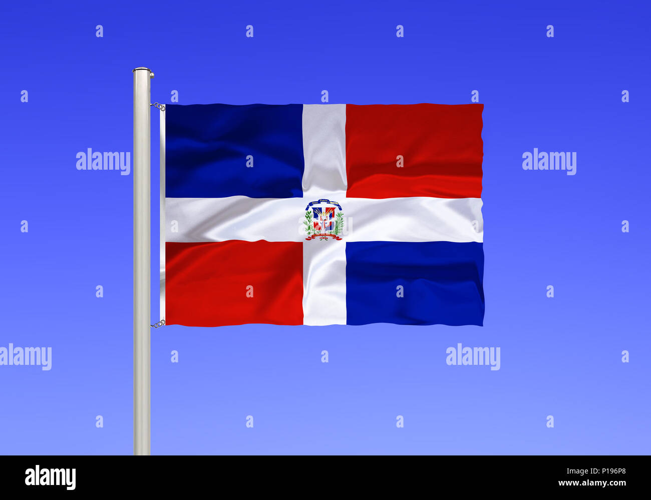 La bandera de República Dominicana, Flagge von Dominikanische Republik Foto de stock