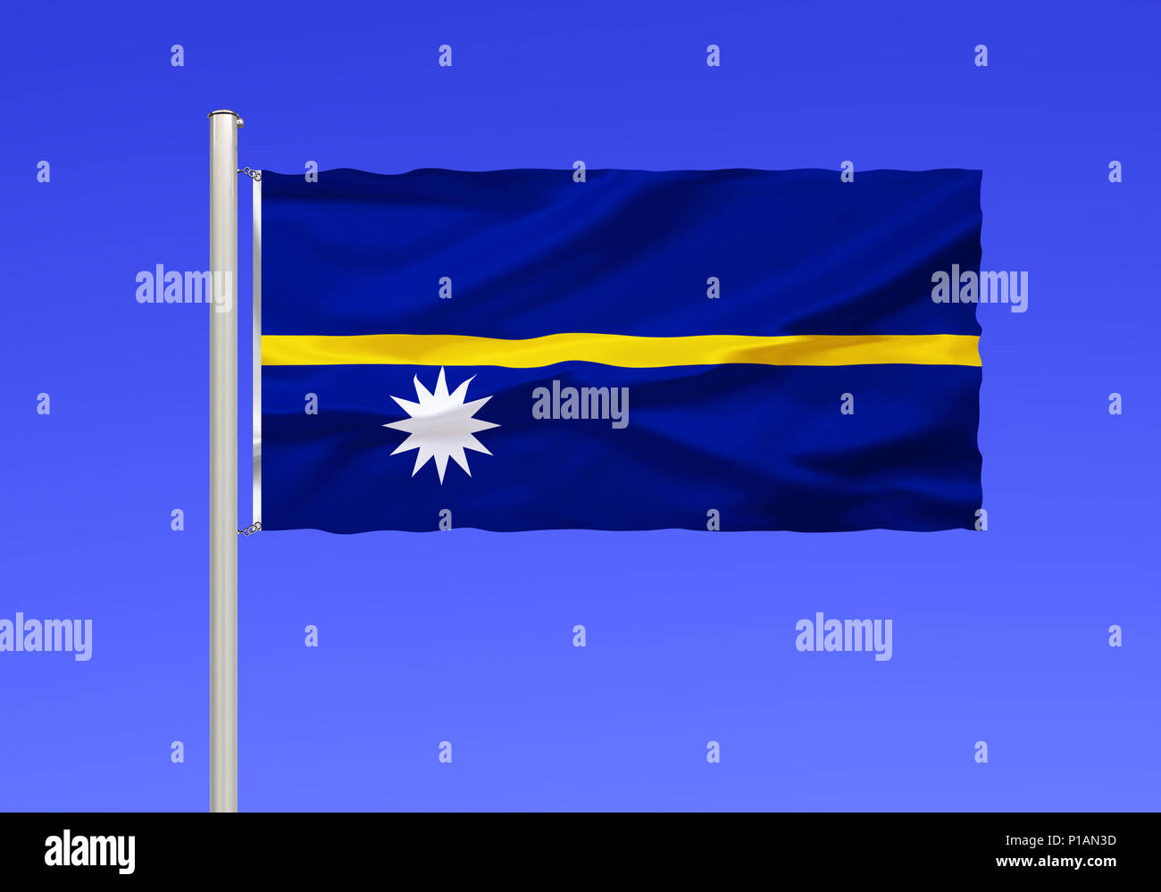 Bandera De Nauru Oceano Pacifico Nauru Pazifischer Flagge Von Ozean Fotografia De Stock Alamy