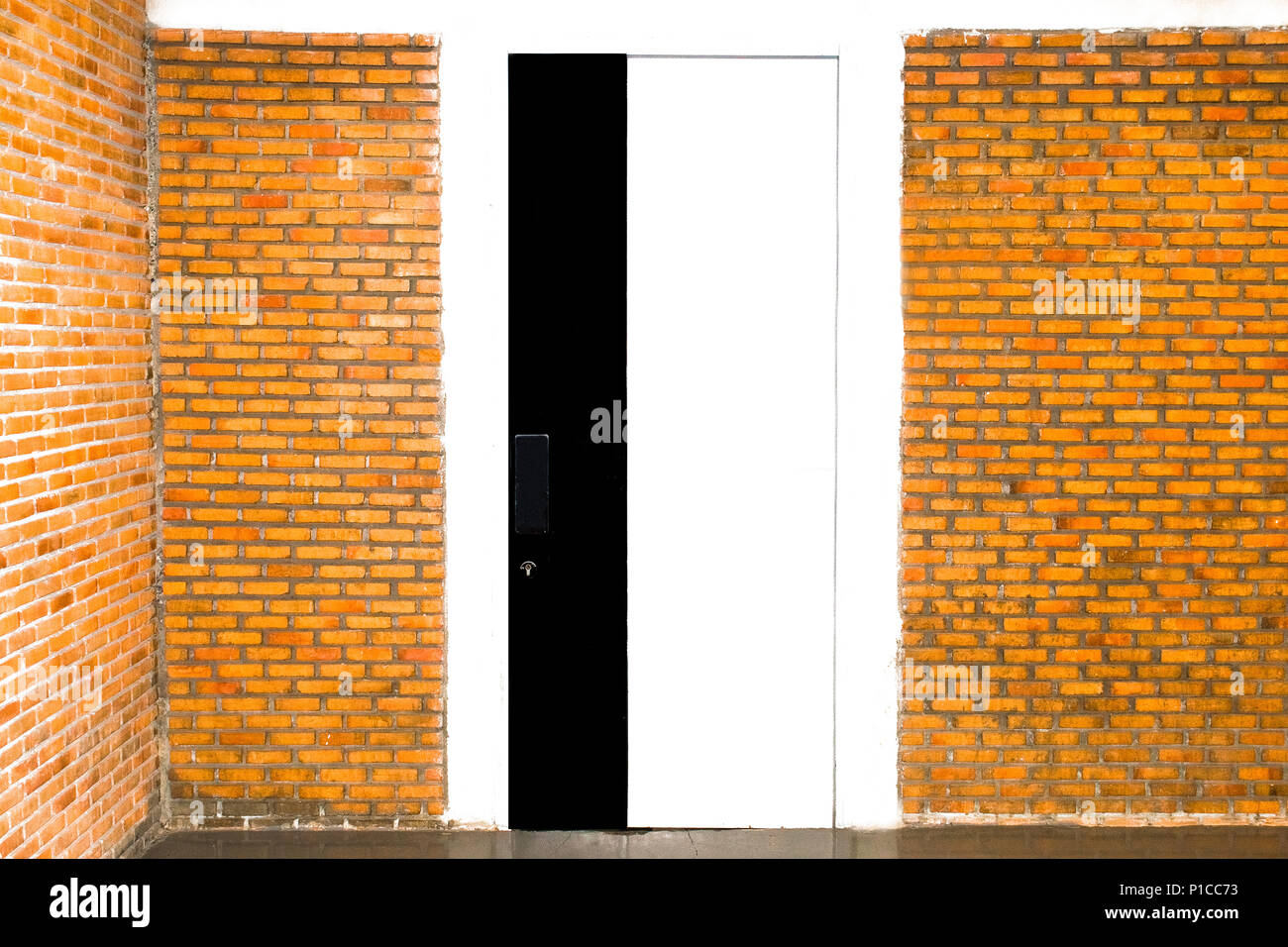 Pared De Ladrillos En Blanco Y Negro A La Puerta Del Circulo