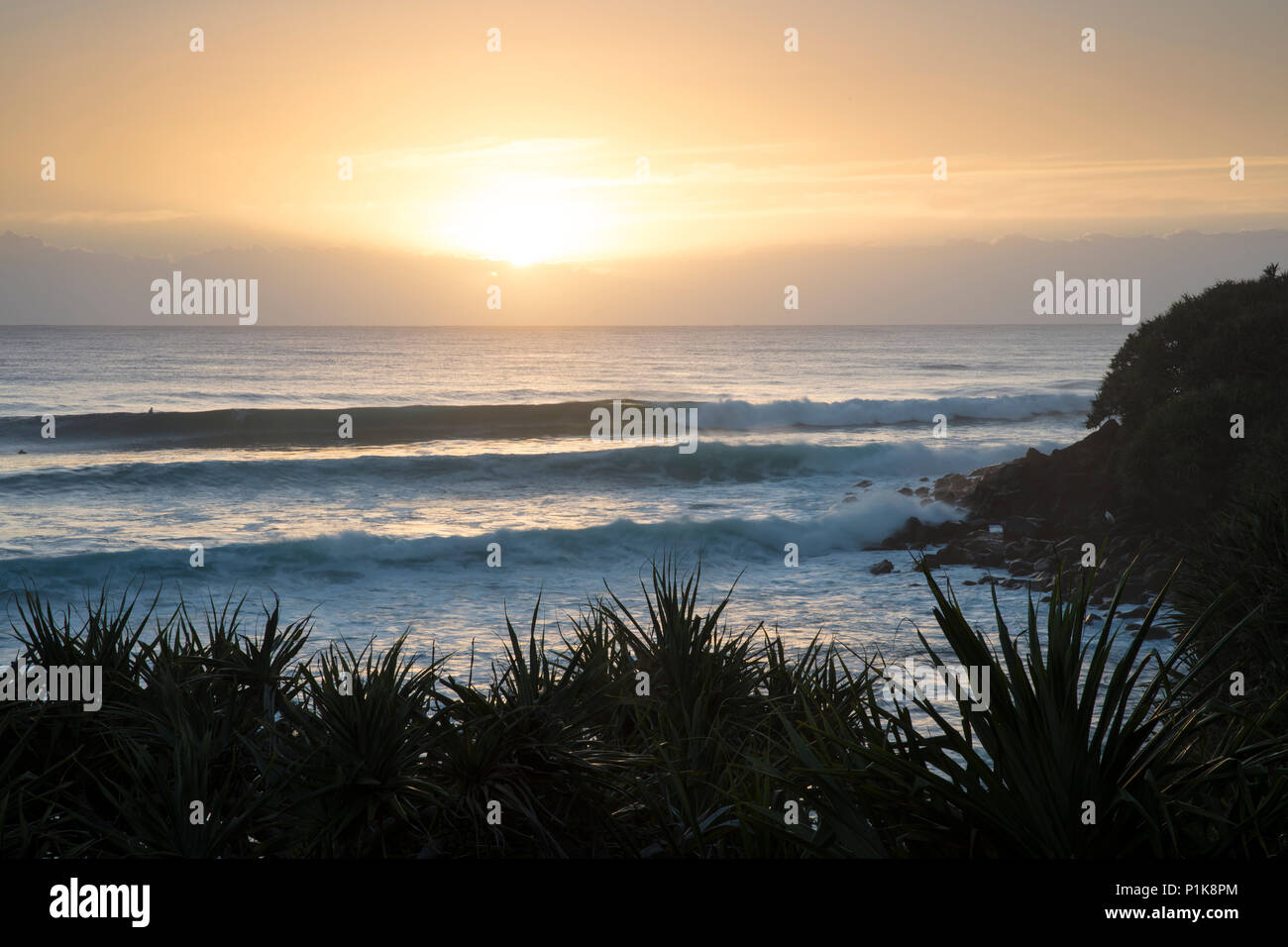 Sunset Beach, Burleigh Heads, Gold Coast, Queensland, Australia Foto de stock