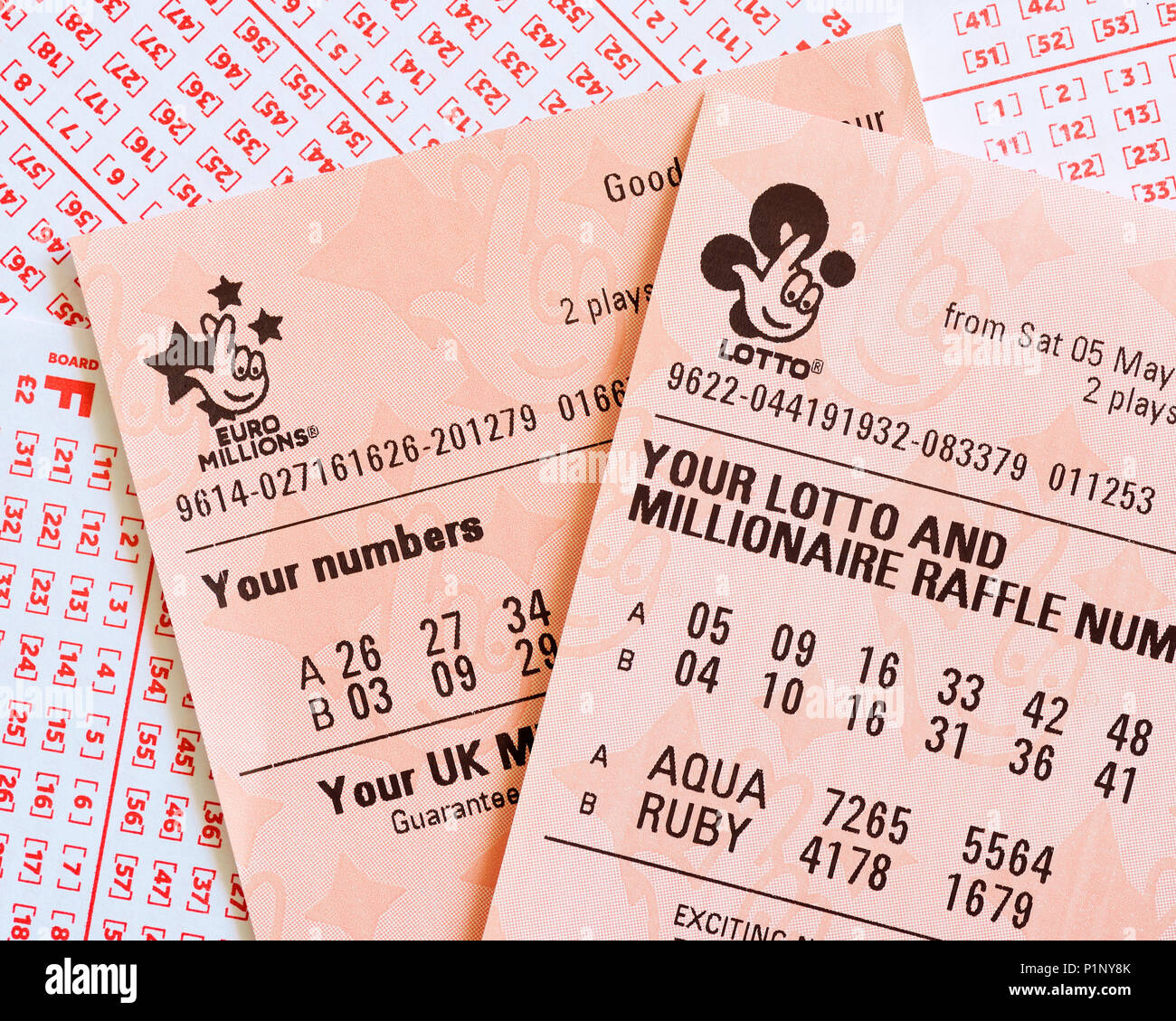 Billete de lotería nacional, REINO UNIDO Foto de stock