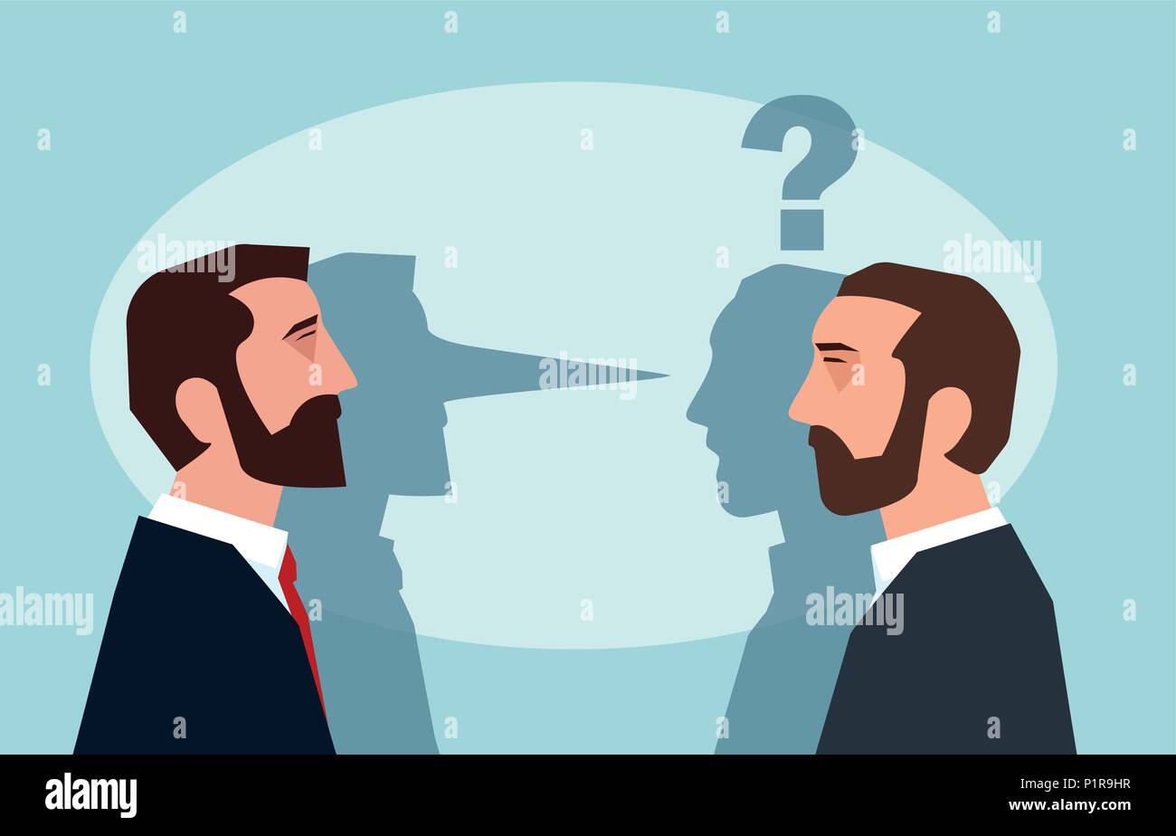 Imagen De Estilo Plano Del Empresario Mintiendo A Otro Hombre De Negocios Lider Deshonestamente Imagen Vector De Stock Alamy