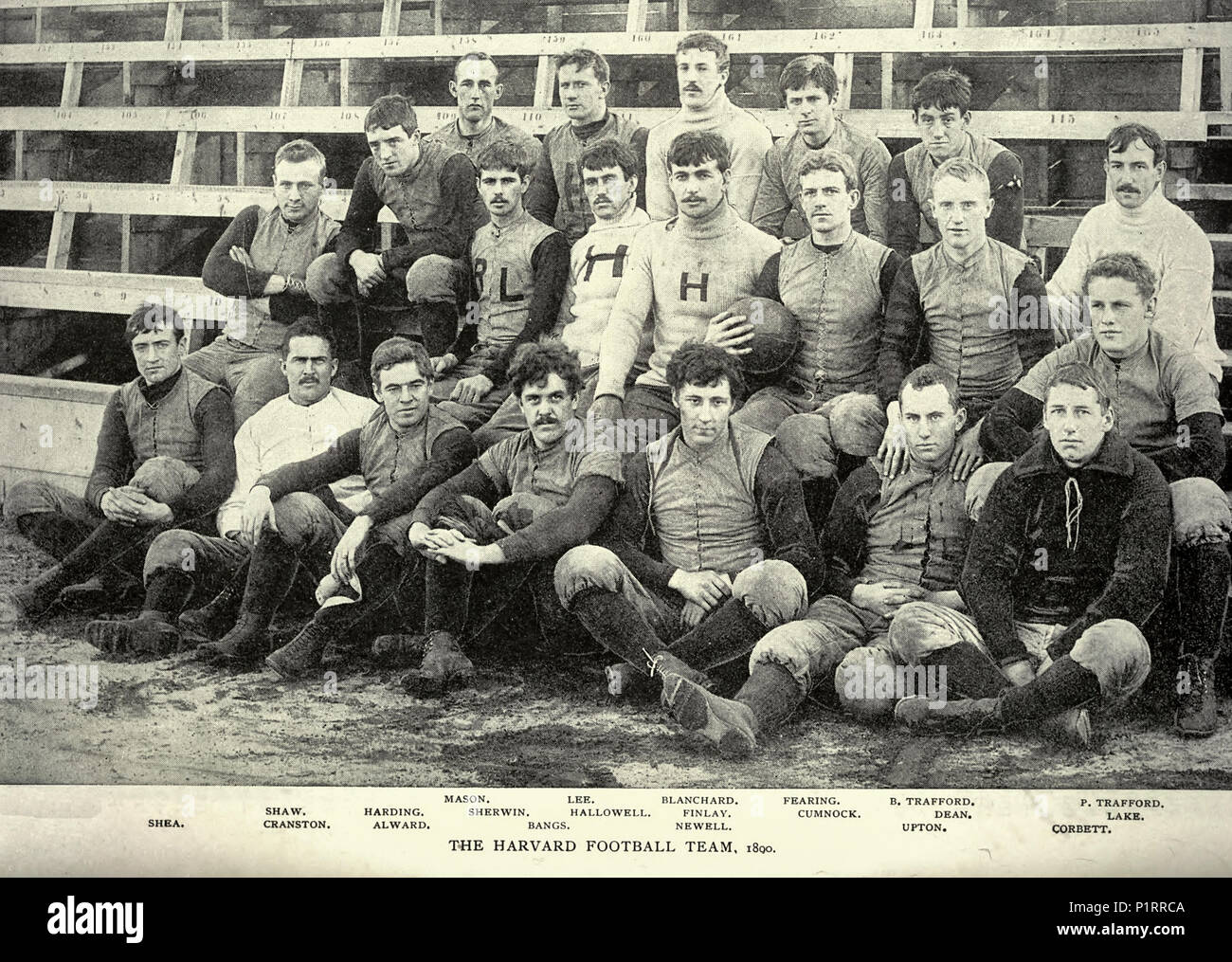 El equipo de fútbol de Harvard, 1890 Foto de stock