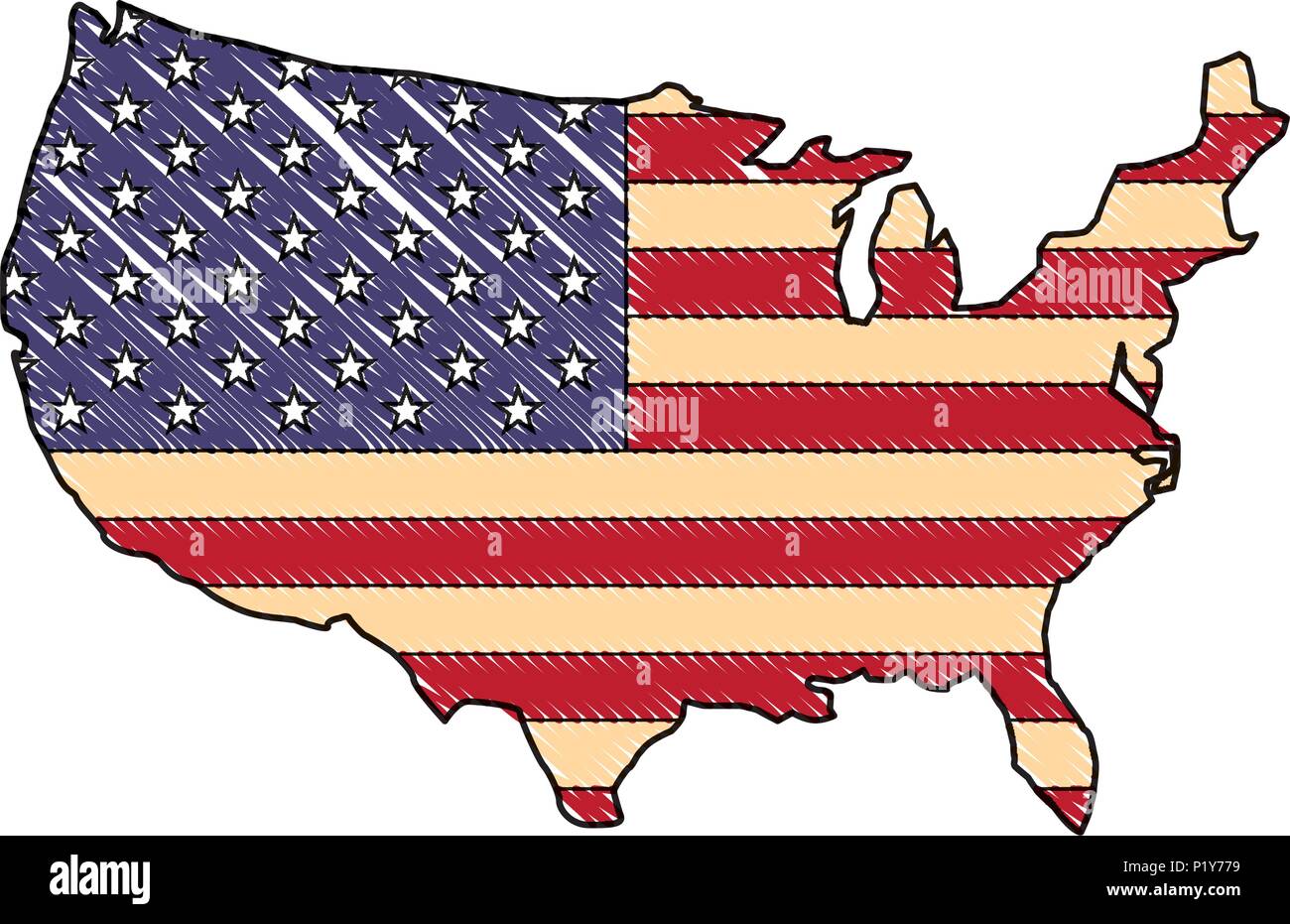 Estados Unidos De América Bandera En Dibujo De Ilustración Vectorial