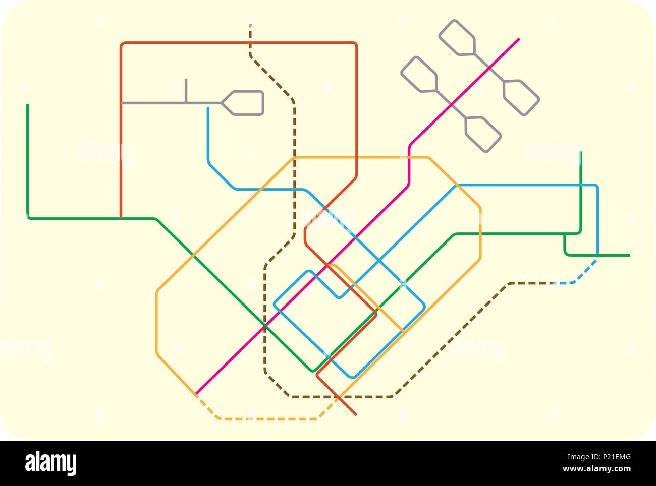 Metro de color mapa de vectores de Singapur, Asia Ilustración del Vector