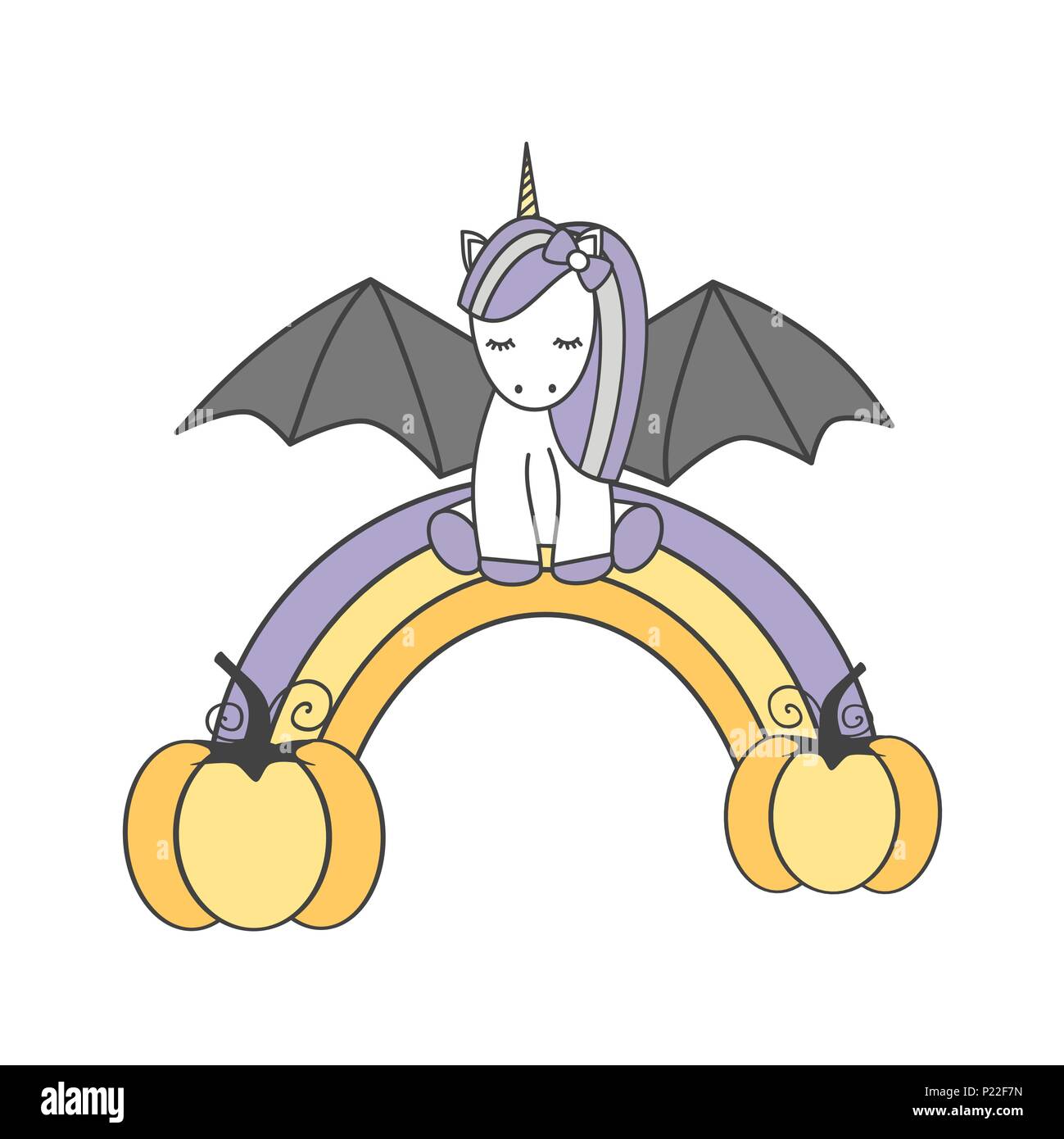 filosofía mudo profundidad Cute adorable cartoon vector bat unicorn sentado en halloween rainbow  Imagen Vector de stock - Alamy