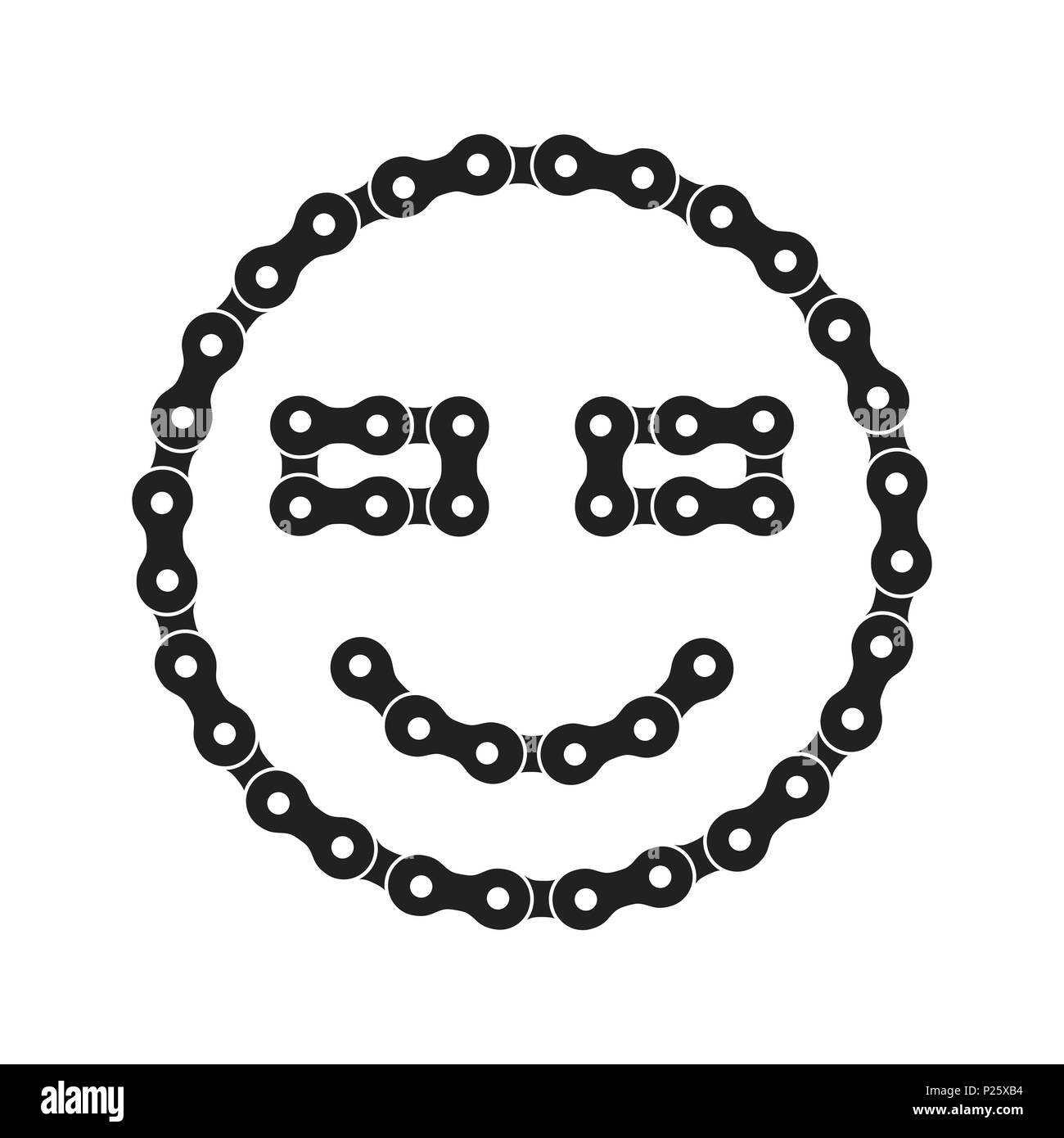Sonrisa, sonriendo Emoji Icono de bicicleta o cadena de bicicleta. Cadena  de bicicleta en color negro Fotografía de stock - Alamy