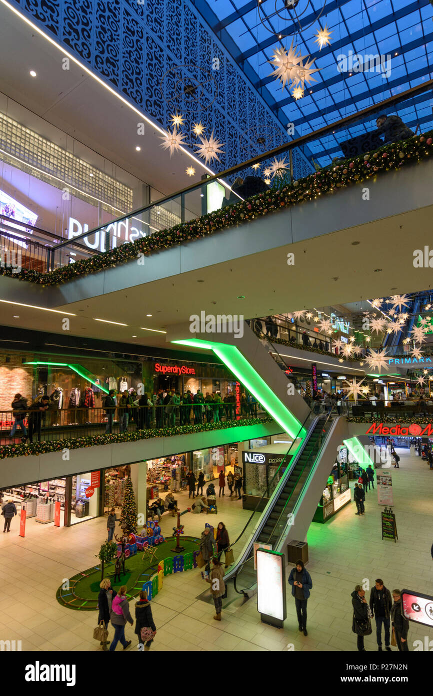 Dresden, centro comercial Mall Centrum Galerie decoración navideña, Sajonia, Alemania Foto de stock