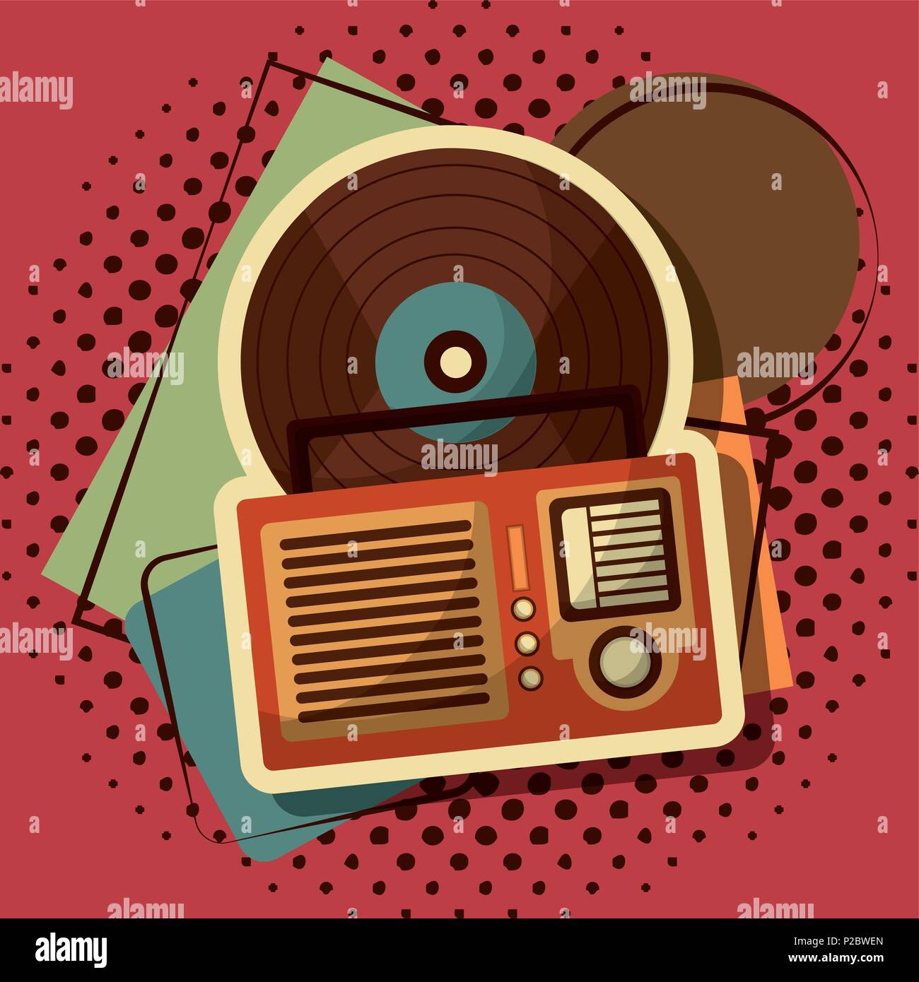 Vintage Retro radio vinilo música audio memphis ilustración vectorial de  fondo Imagen Vector de stock - Alamy