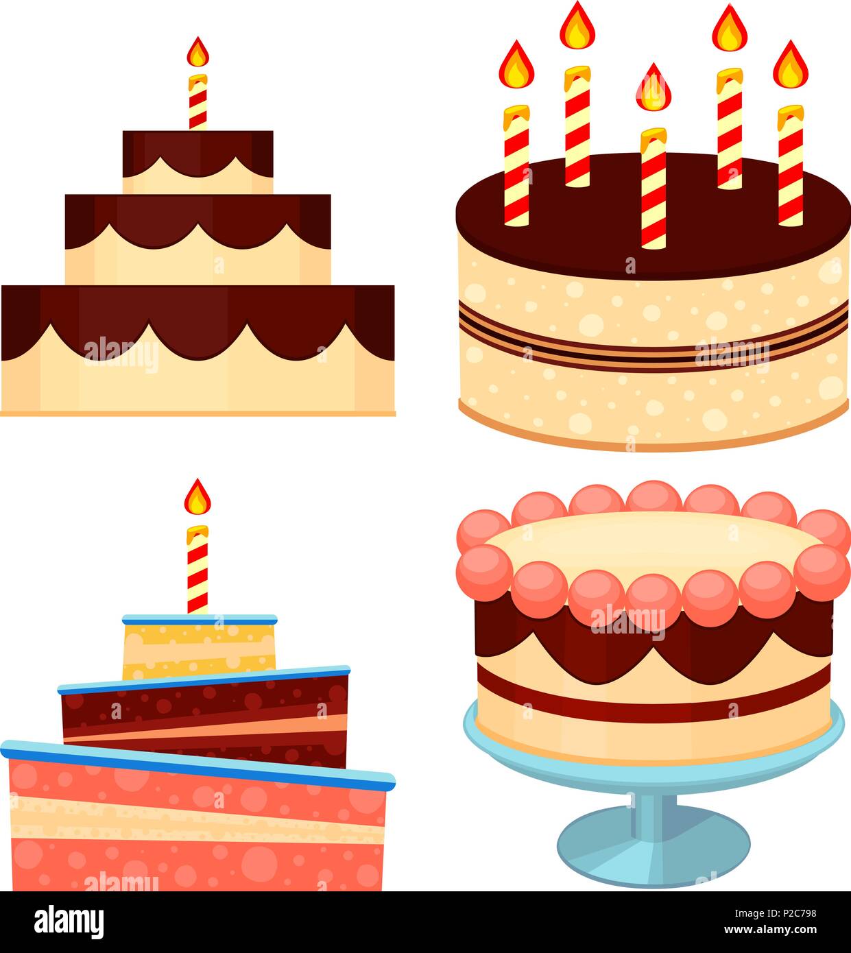 Conjunto de torta de chocolate coloridos dibujos animados Imagen Vector de  stock - Alamy