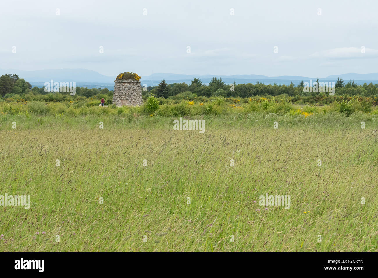 Mojón conmemorativo jacobita, Culloden Moor, campo de batalla de Culloden, Escocia, Reino Unido Foto de stock