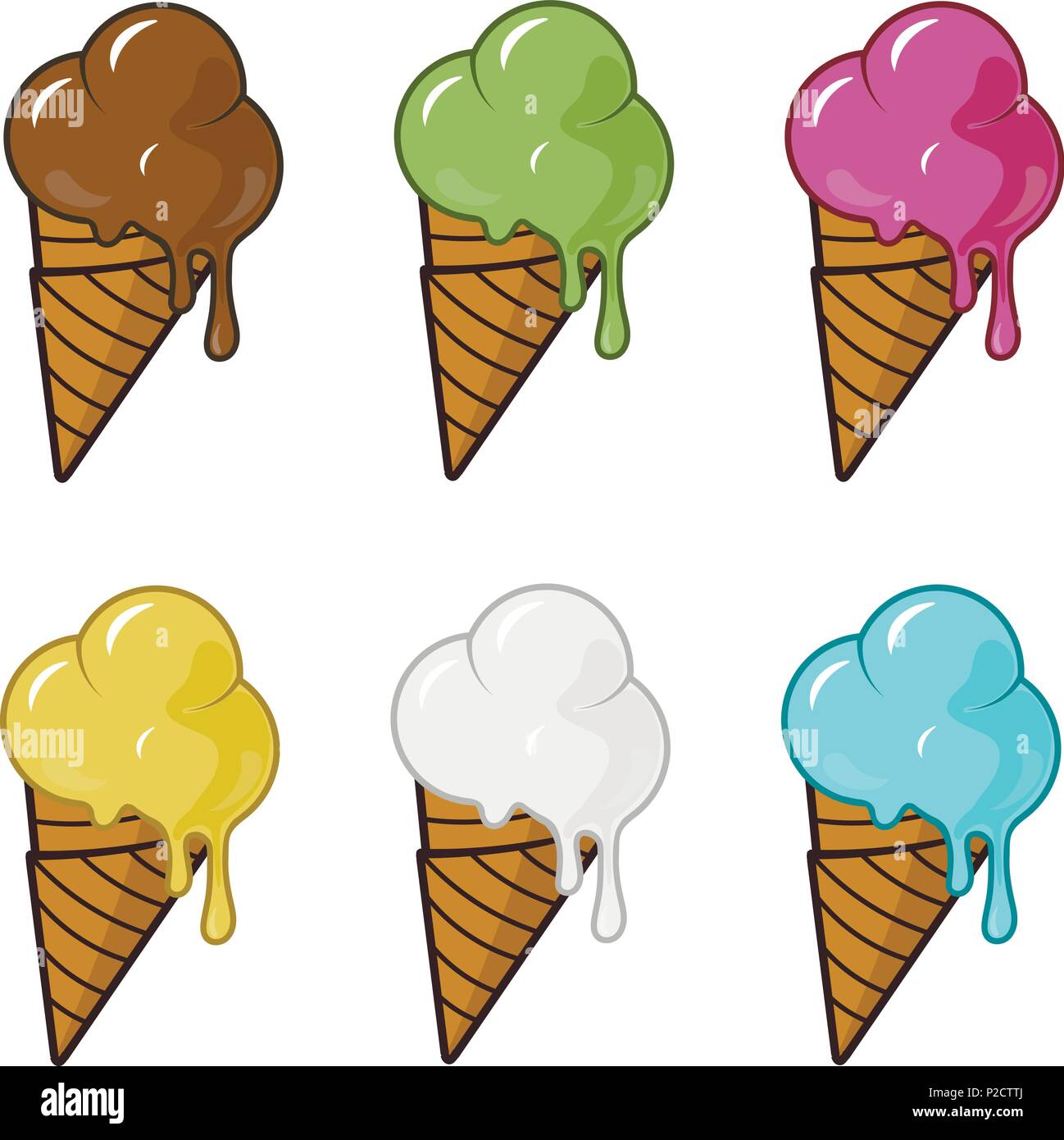 Conos de helado de frutas de color situado sobre un fondo blanco Imagen  Vector de stock - Alamy