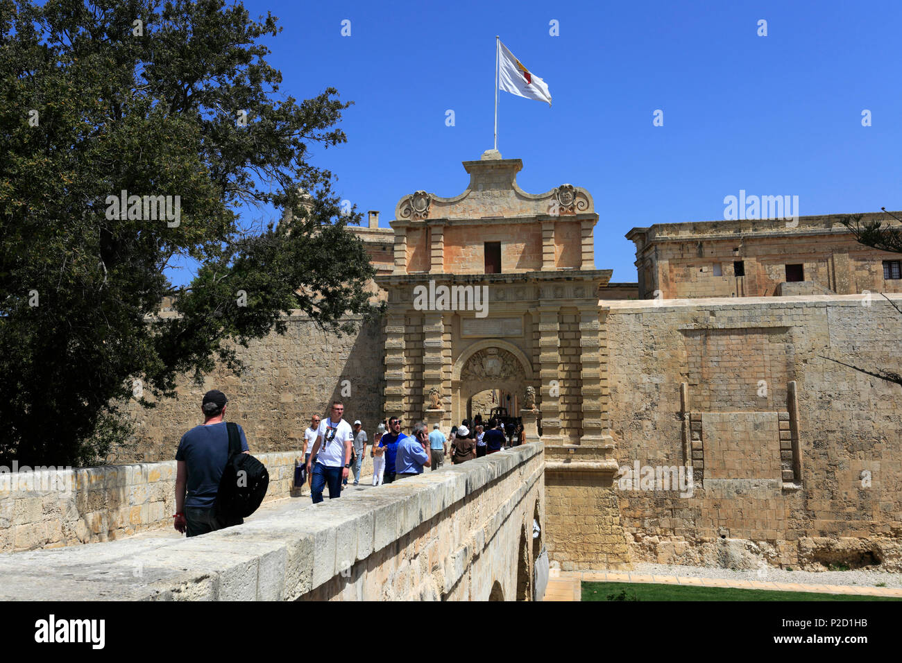 Vista de los Jardines de Howard, ciudad silenciosa de Mdina, Malta Foto de stock