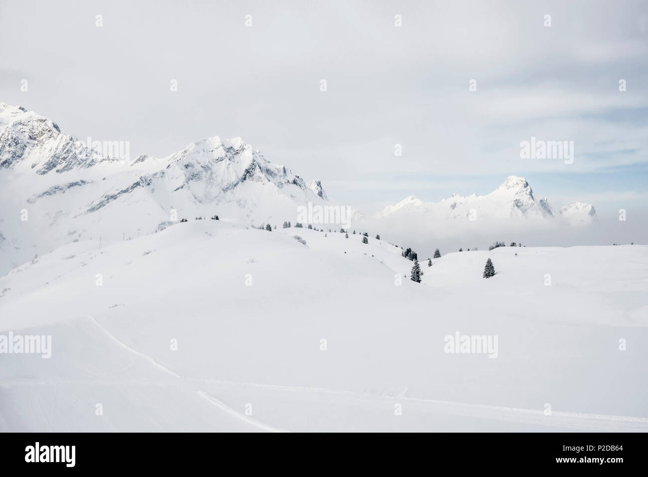 Warth-Schroecken Ski Area, Bregenz, distrito de Vorarlberg, Austria Foto de stock