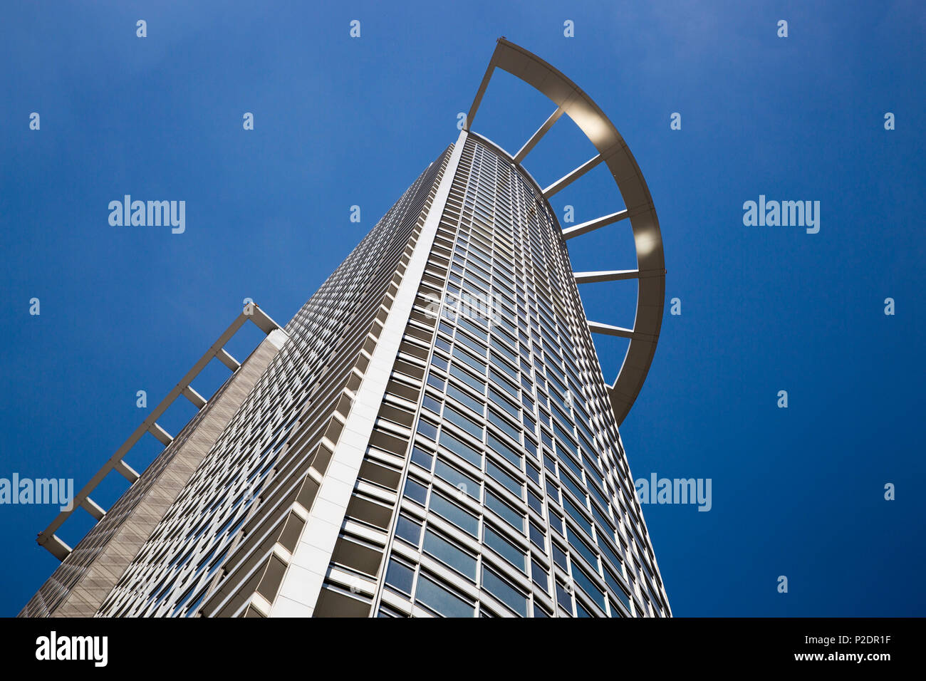Westend 1 DZ Bank Tower rascacielos en el distrito financiero de Frankfurt am Main, Hessen, Alemania, Europa Foto de stock