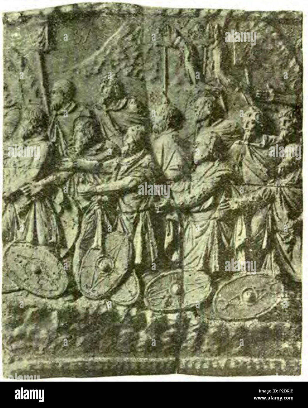 . Român?: Steaguri dace din Columna lui Traian . Fecha desconocida. Columna lui Traian, de Cichorius (Muzeul Militar) 60 Steaguri dace Foto de stock