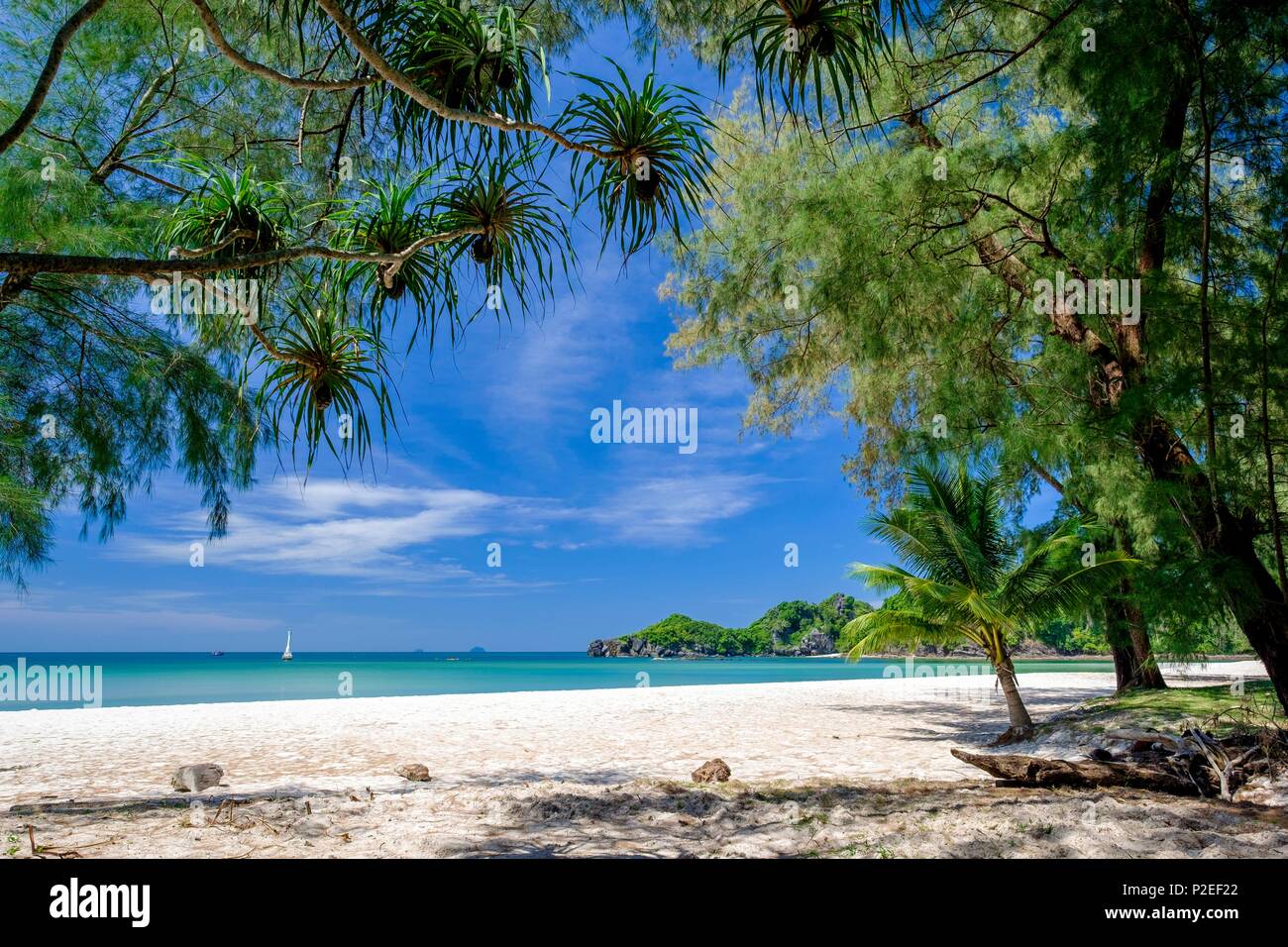 Tailandia, la provincia de Satun, Parque Nacional Marino Tarutao, isla de Ko Tarutao, Ao Pante Malacca beach Foto de stock