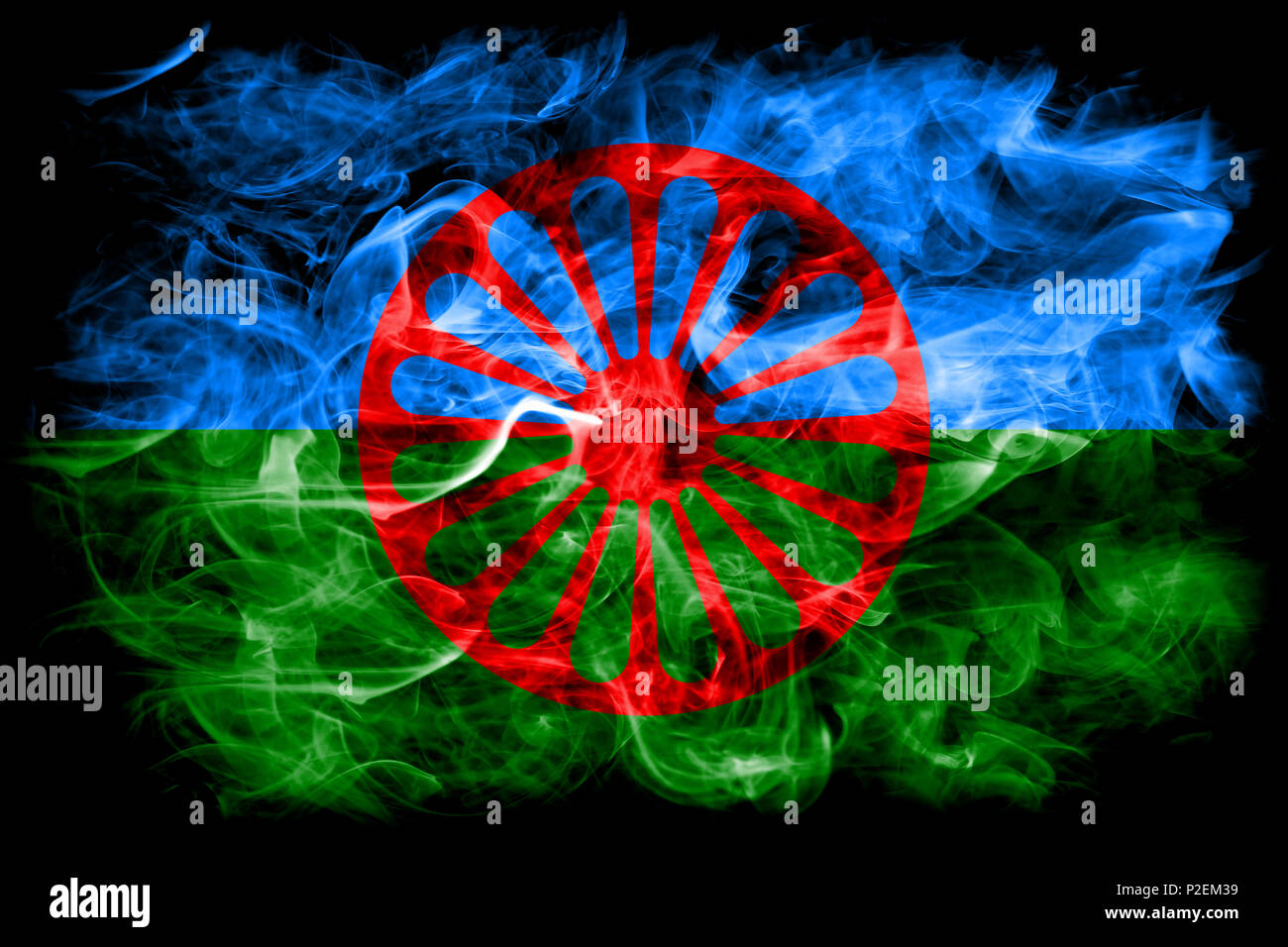 La población romaní de humo, Gipsy bandera bandera de humo Fotografía de  stock - Alamy
