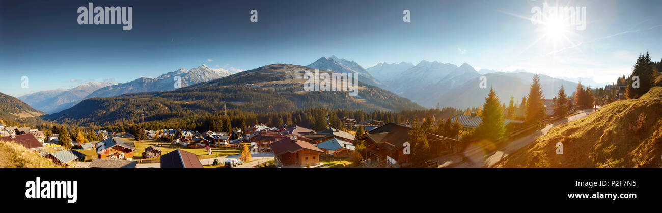 Panorama, Koenigstein en Gerlos Pass, Tirol, Austria Foto de stock