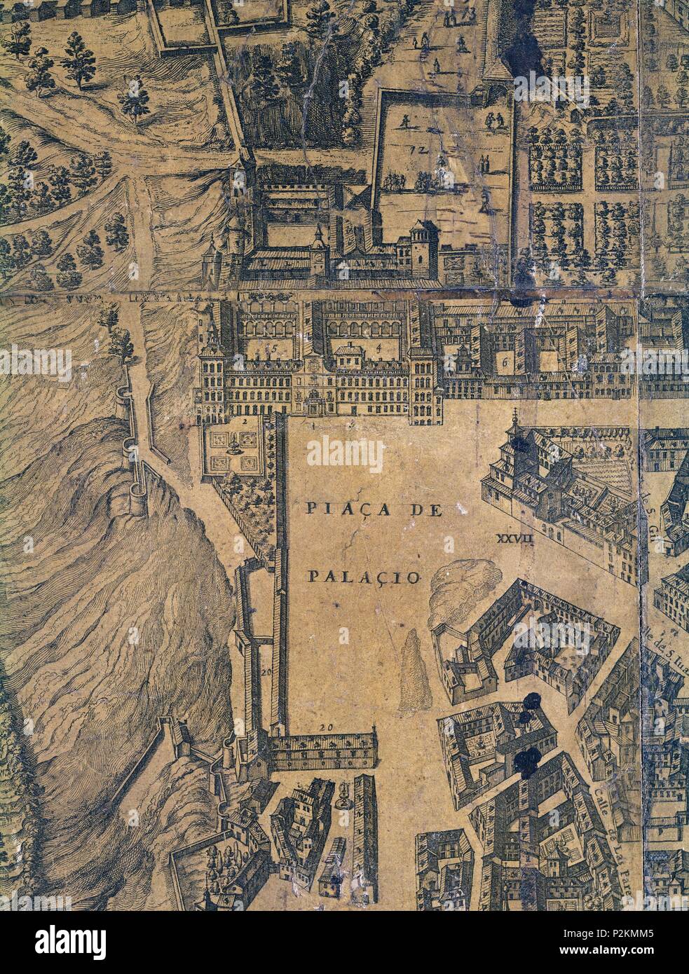 PLANO DE MADRID DETALLE PLAZA DE PALACIO REAL- 1656. Autor: Pedro Texeira  (1592-1662). Ubicación: ARCHIVO HISTÓRICO DE LA VILLA, España Fotografía de  stock - Alamy