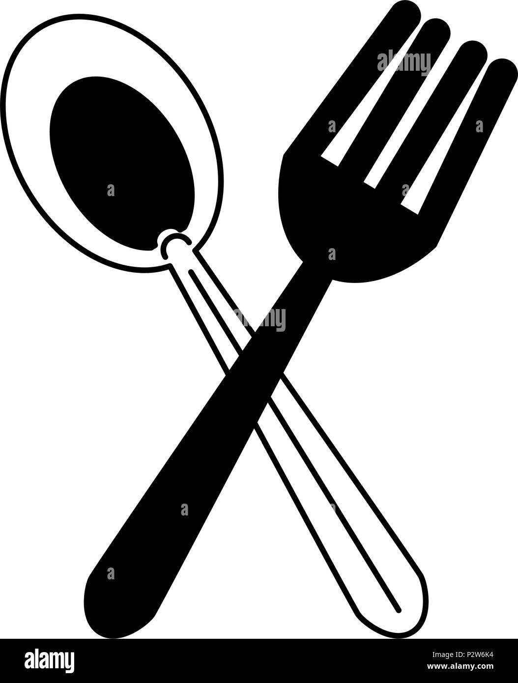 Cuchara y tenedor vajilla en blanco y negro Imagen Vector de stock - Alamy
