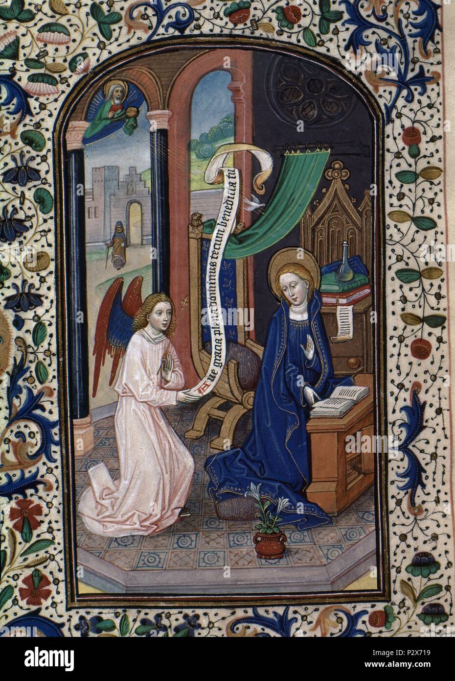 LIBRO DE HORAS DE LEONOR DE LA VEGA la anunciación MANUSCRITO