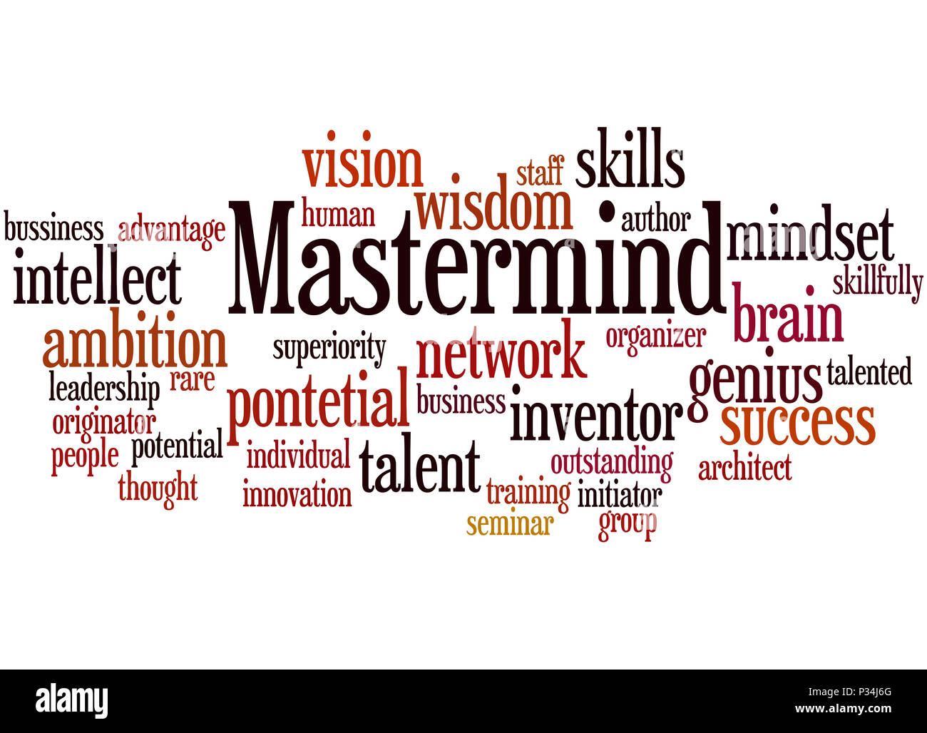 Mastermind, palabra nube concepto sobre fondo blanco. Foto de stock