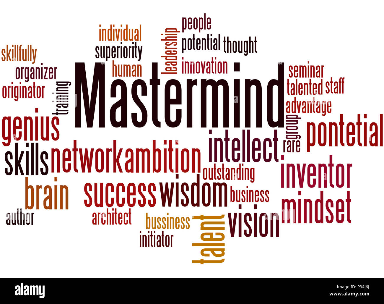 Mastermind, palabra nube concepto sobre fondo blanco. Foto de stock