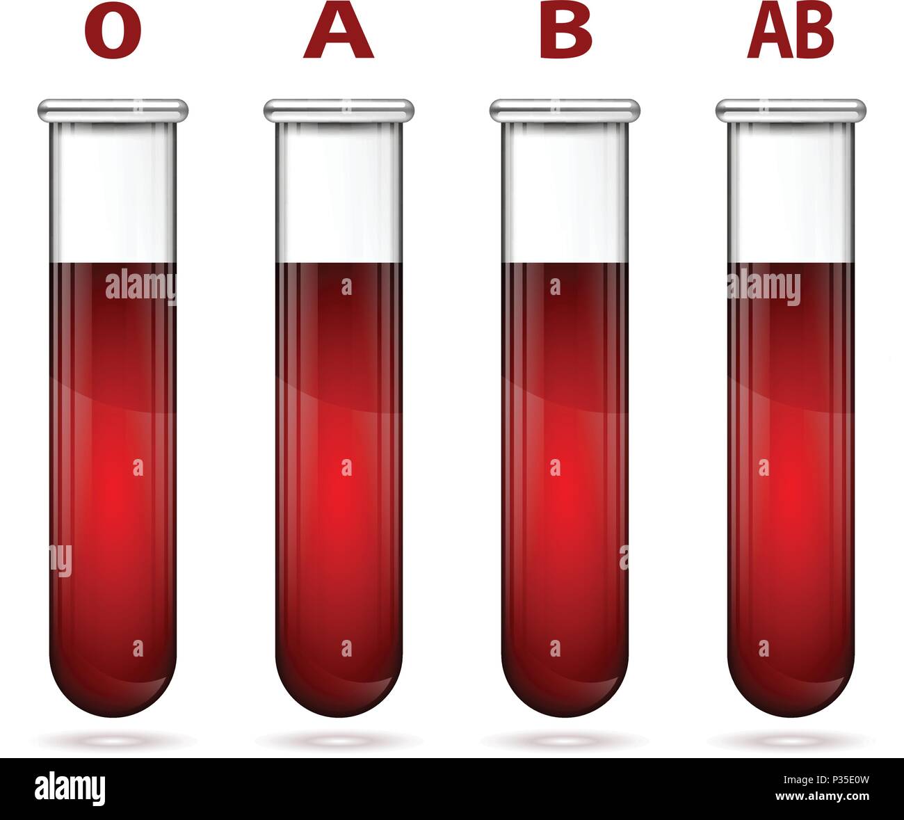Diferentes tipos de sangre en tubo de ensayo ilustración Ilustración del Vector