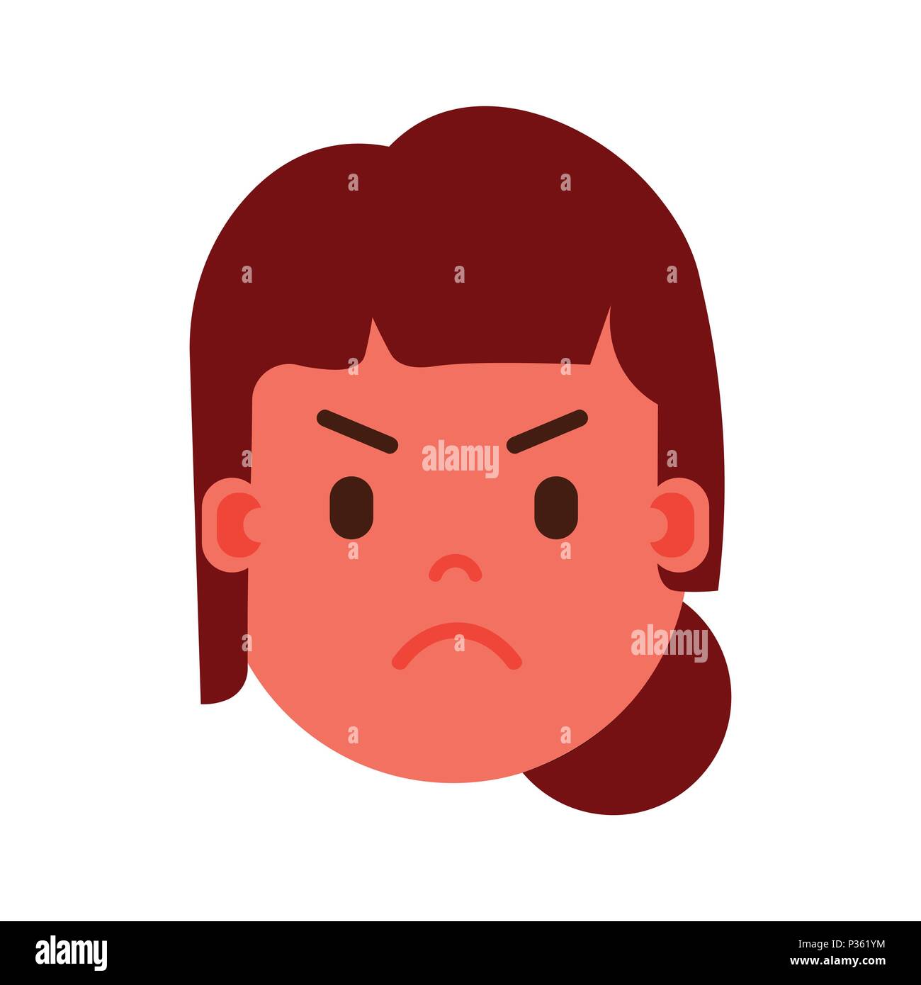 Cabeza Chica Emoji Personaje Icono Con Emociones Faciales Avatar Mujer De Caracter Enojado Cara Con Diferentes Emociones Femeninas Concepto Diseno Plano Imagen Vector De Stock Alamy