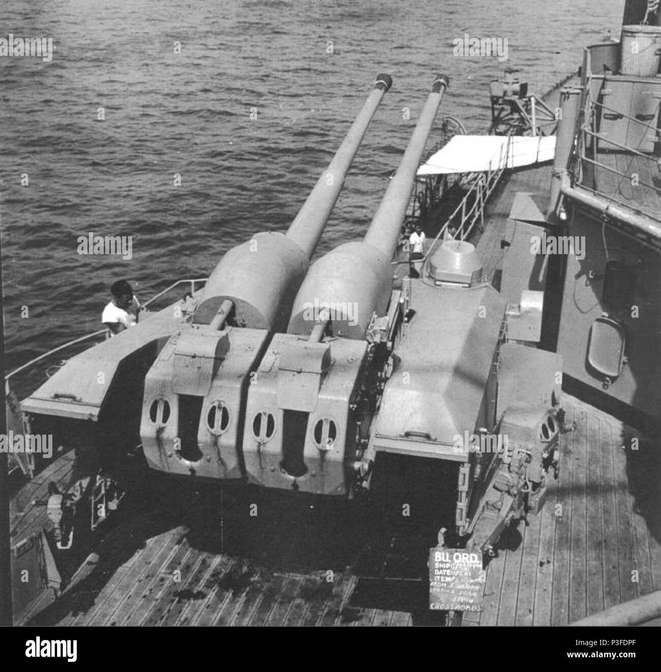 10,5 cm montaje en Prinz Eugen. Foto de stock