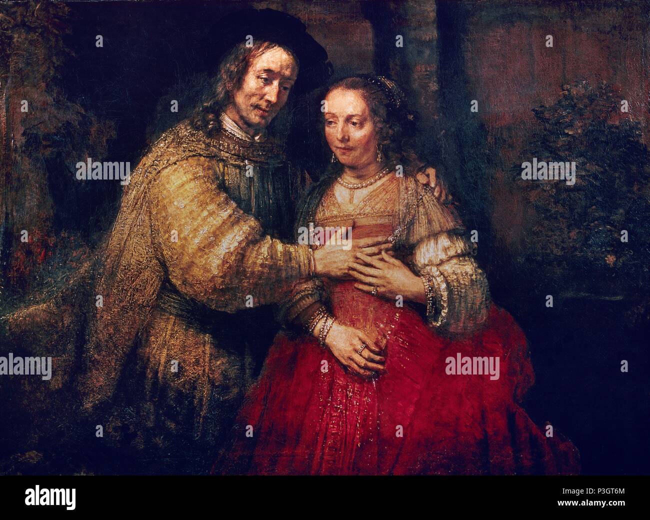 Escuela Holandesa. La novia judía. 1667. Óleo sobre lienzo (121,5 x 166,5 cm). Ámsterdam, Rijksmuseum. Autor: Rembrandt (1606-1669). Ubicación: Rijksmuseum, Amsterdam, Holanda. Foto de stock