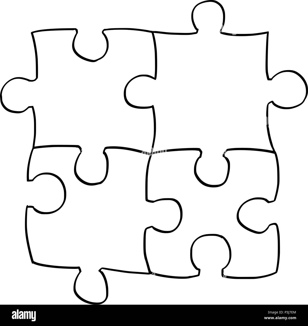 Black white jigsaw puzzle outline Imágenes de stock en blanco y negro -  Alamy
