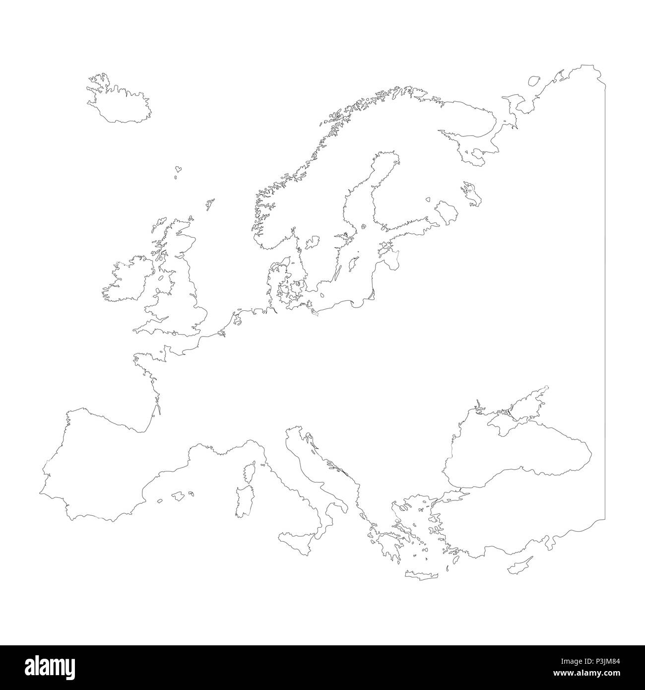 Mapa de Europa esquema de diseño aislar en blanco Imagen Vector de