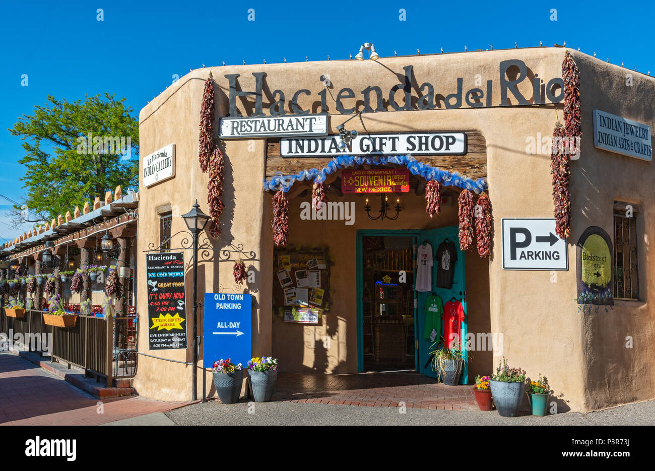 Nuevo México, en Albuquerque, Old Town, tienda, restaurante Foto de stock