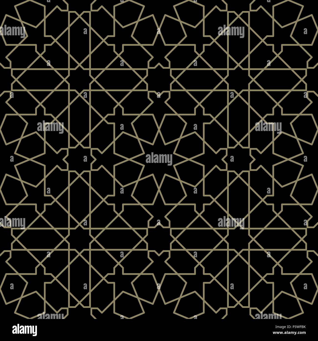 Arabesco vector geométrica perfecta en el patrón de estilo árabe. Este patrón tileable abstracto de lujo es ideal para el diseño creativo, los antecedentes del proyecto Ilustración del Vector