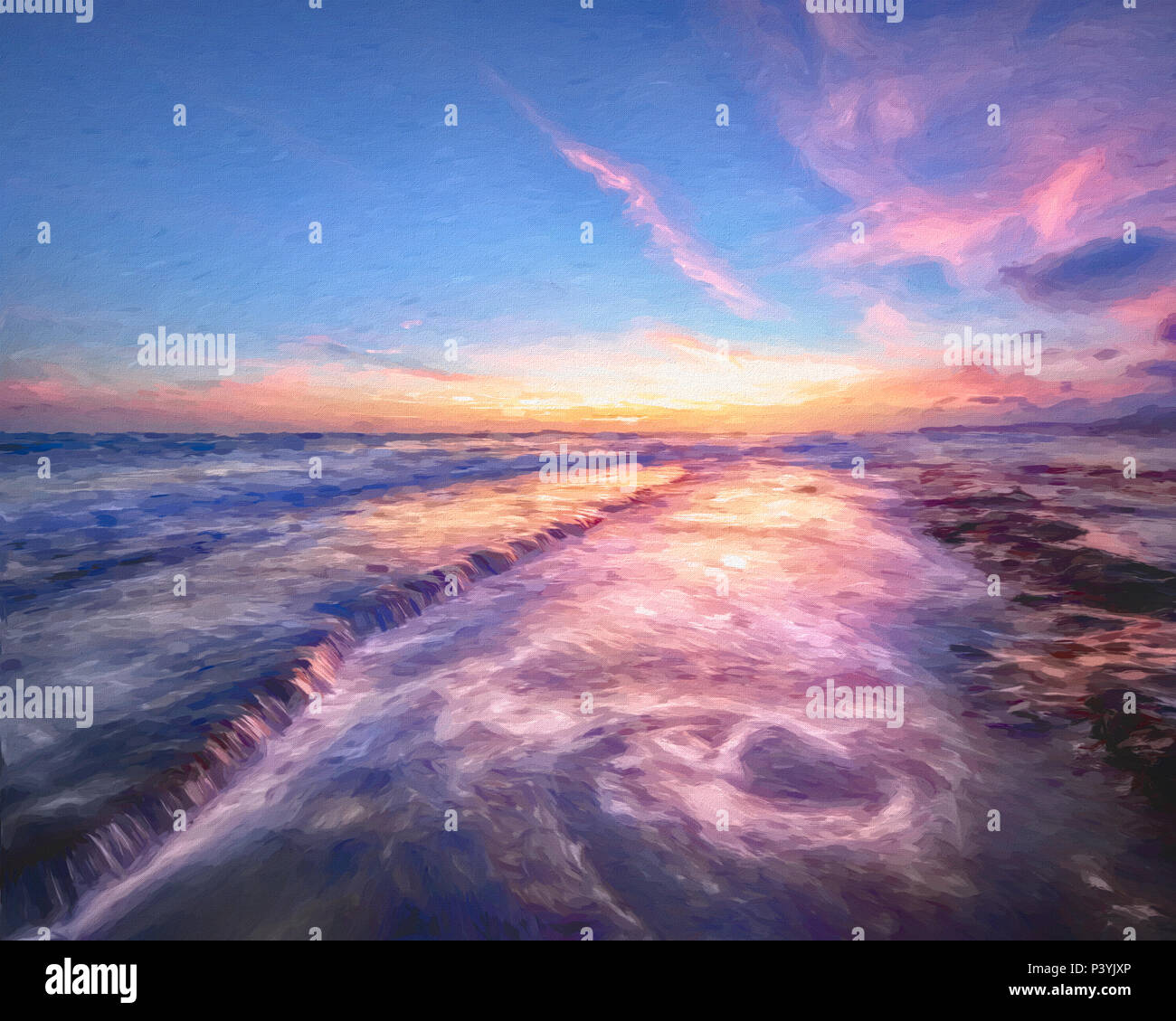 Escena de puesta de sol en el mar Foto de stock