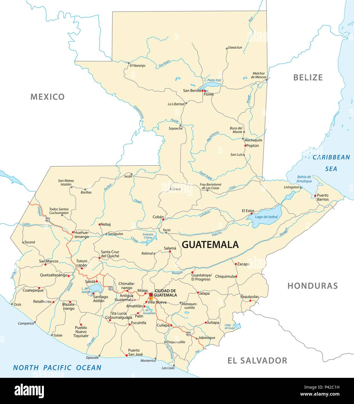 República de Guatemala mapa vectorial Ilustración del Vector