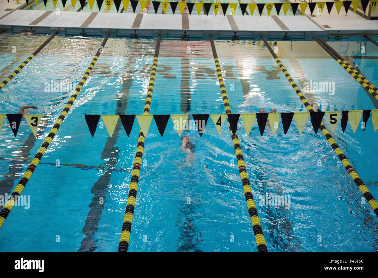 Equipo de competidores del Ejército nadar en Arvin Gimnasio en preparación  para el Departamento de Defensa de 2016 Juegos Guerrero en la Academia  Militar de los Estados Unidos, West Point, Nueva York,