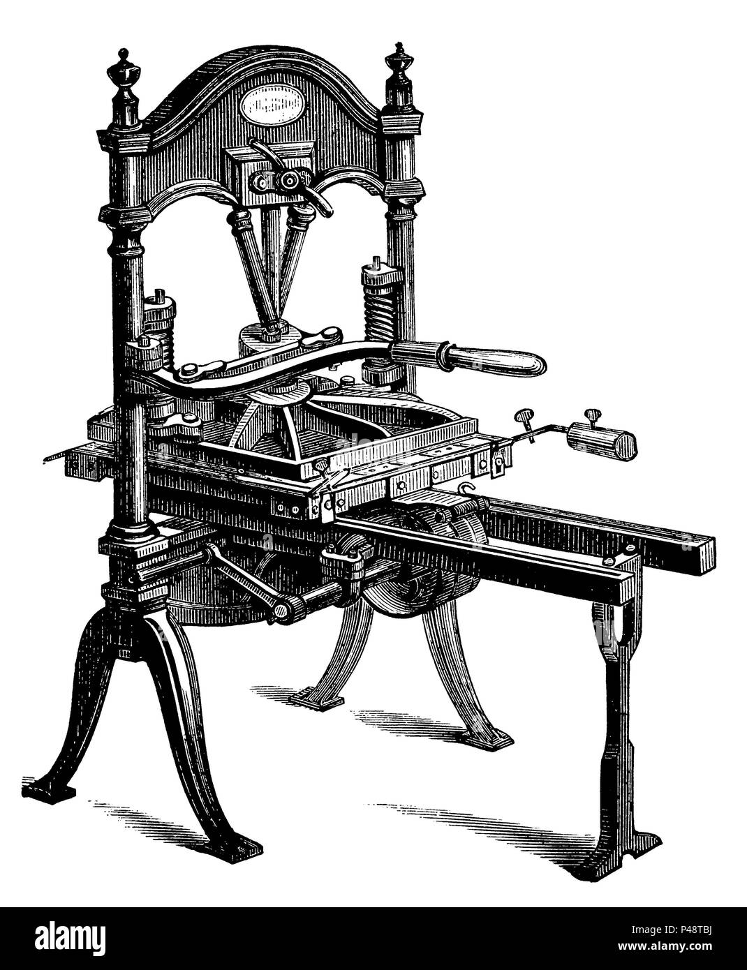 Prensa manual para la impresión de libros, 1898 Foto de stock