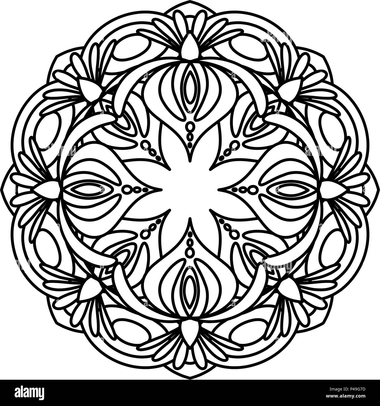 Mandala Para Colorear Para Adultos. Ilustración Vectorial Sobre Fondo  Blanco Ilustraciones svg, vectoriales, clip art vectorizado libre de  derechos. Image 89906211