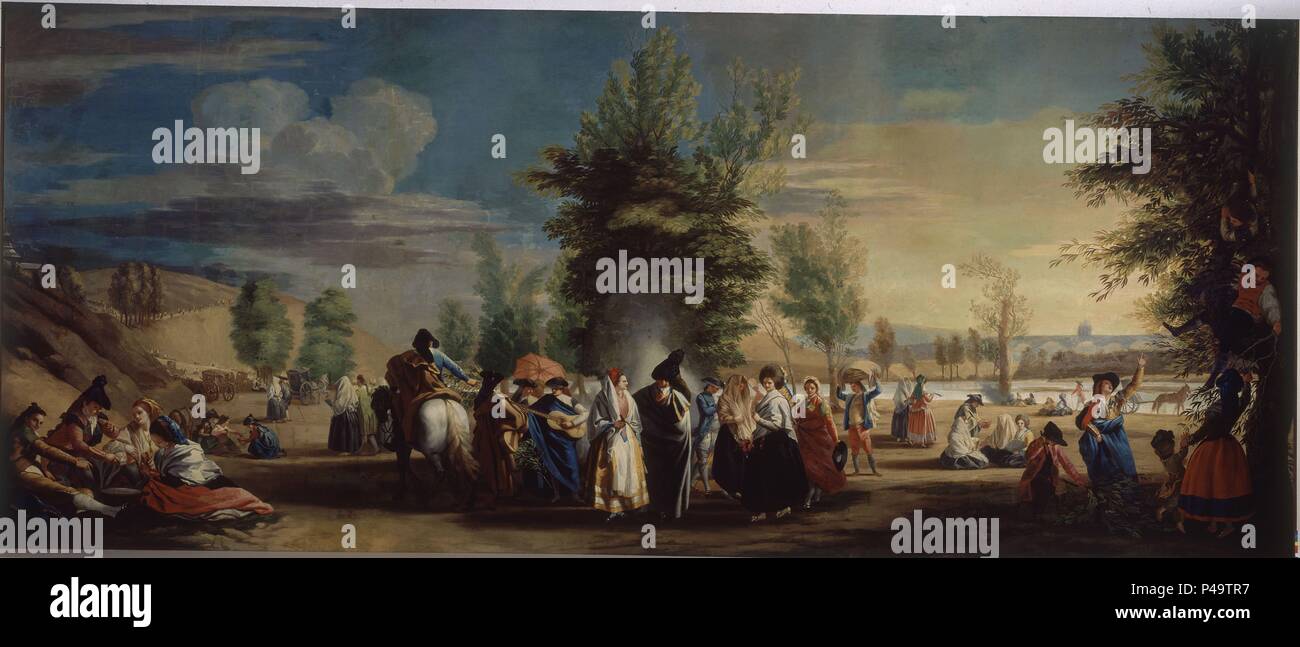 LA PRADERA DE SAN ISIDRO-1785-O/L-342X790-I.N.1789-cartón para tapiz.  Autor: José del Castillo (1737-1793). Ubicación: MUSEO DE HISTORIA-pinturas,  España Fotografía de stock - Alamy