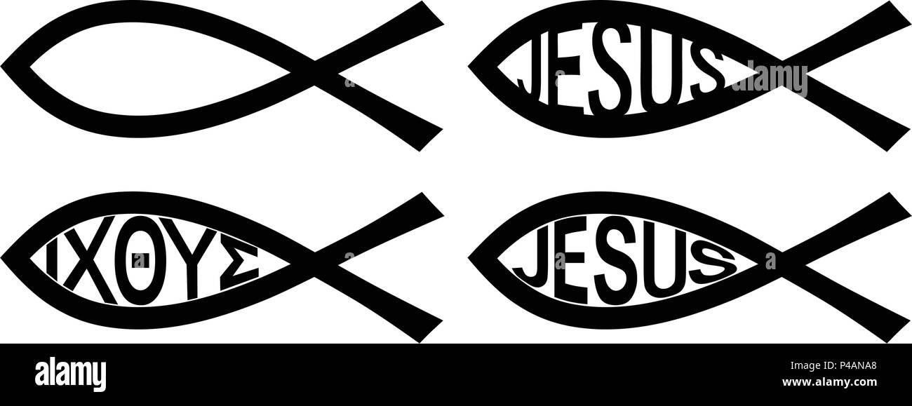 Christian Ichthys símbolo. Dos arcos negro parecido a los peces