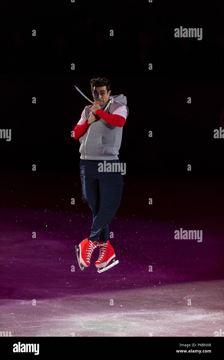 Javier Fernández (ESP) actuando en la Gala de Patinaje Artístico exhibición en los Juegos Olímpicos de Invierno PyeongChang 2018 Foto de stock